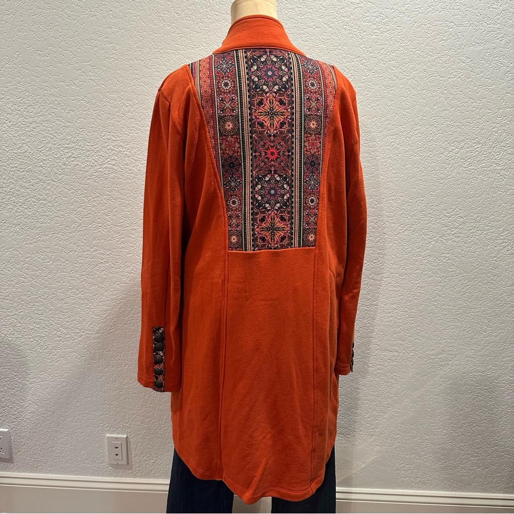 Soft Surroundings Lagenlook Duster Cardigan Jacket Coat Kaleidoscope Back Design